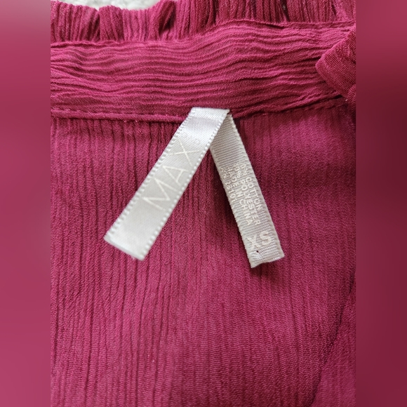 Max Love Purple Flutter Sleeve V-Neck Ruffle Detail Smocked Waist Blouse - Picture 2 of 4